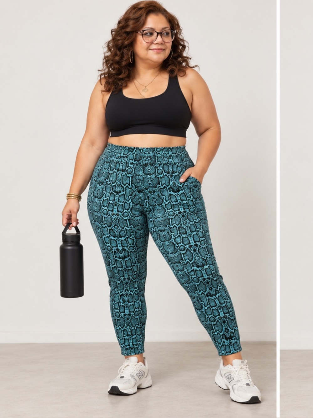 POP Fit Teal Snake-Print Ankle Workout Sporty Athletic Casual Leggings 3XL